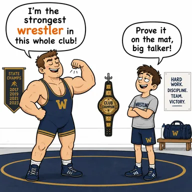 wrestler (güreşçi) karikatürü — diyalogla bağlam içinde öğren