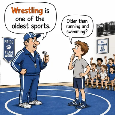 wrestling (güreş) karikatürü — diyalogla bağlam içinde öğren