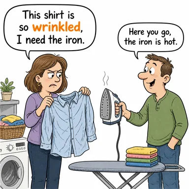 wrinkled (kırışık, buruşuk) karikatürü — diyalogla bağlam içinde öğren