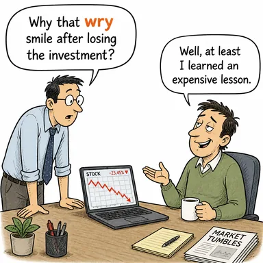 wry (çarpık, alaycı (ifade/gülüş)) karikatürü — diyalogla bağlam içinde öğren