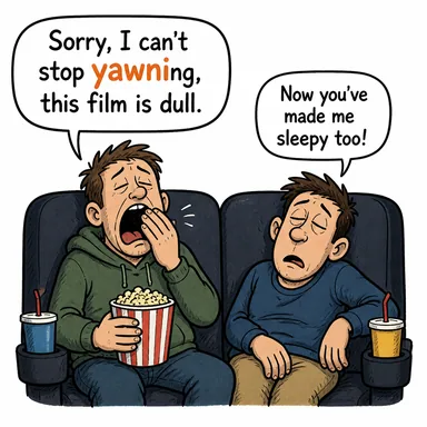 yawn (esnemek) karikatürü — diyalogla bağlam içinde öğren