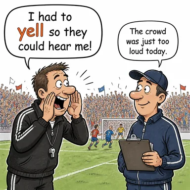 yell (bağırmak, haykırmak) karikatürü — diyalogla bağlam içinde öğren
