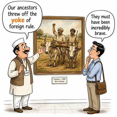 yoke (boyunduruk, (mecazen) baskı/esaret) karikatürü — diyalogla bağlam içinde öğren