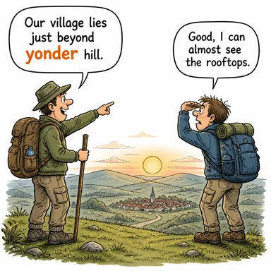 yonder (şuradaki, öteki) karikatürü — diyalogla bağlam içinde öğren