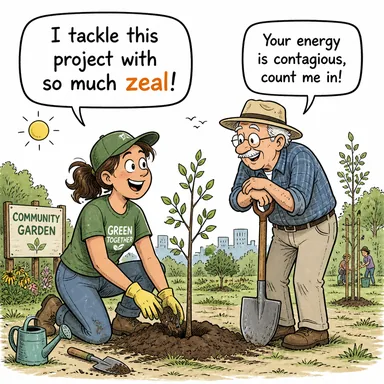 zeal (şevk, gayret, heves) karikatürü — diyalogla bağlam içinde öğren