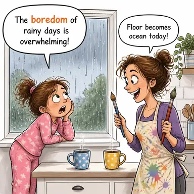 boredom (can sıkıntısı) karikatürü — diyalogla bağlam içinde öğren