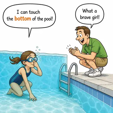 bottom (dip, en alt kısım, taban) karikatürü — diyalogla bağlam içinde öğren