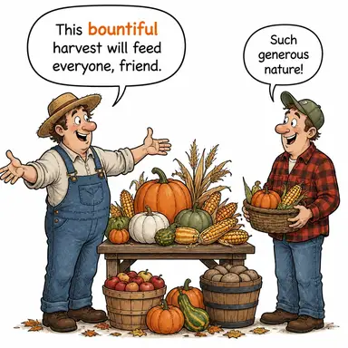 bountiful (bol, bereketli, cömert) karikatürü — diyalogla bağlam içinde öğren
