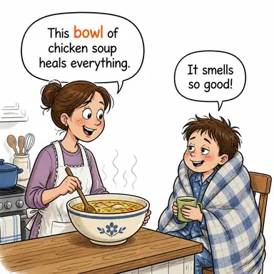 bowl (kase, çanak) karikatürü — diyalogla bağlam içinde öğren
