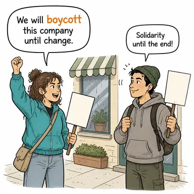 boycott (boykot etmek) karikatürü — diyalogla bağlam içinde öğren