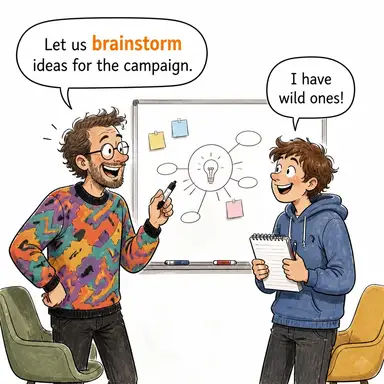 brainstorm (beyin fırtınası yapmak, fikir üretmek) karikatürü — diyalogla bağlam içinde öğren