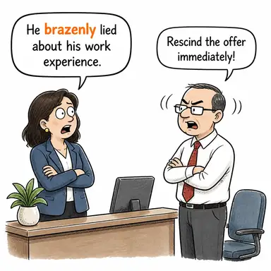 brazenly (utanmazca, yüzsüzce) karikatürü — diyalogla bağlam içinde öğren