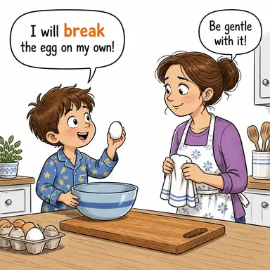 break (kırmak, bozmak; (yasa) ihlal etmek; mola) karikatürü — diyalogla bağlam içinde öğren