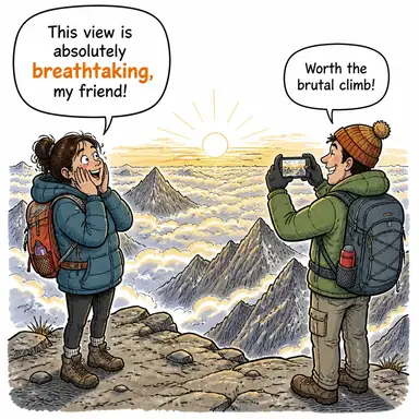 breathtaking (nefes kesici, büyüleyici) karikatürü — diyalogla bağlam içinde öğren
