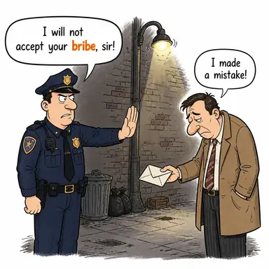 bribe (rüşvet) karikatürü — diyalogla bağlam içinde öğren