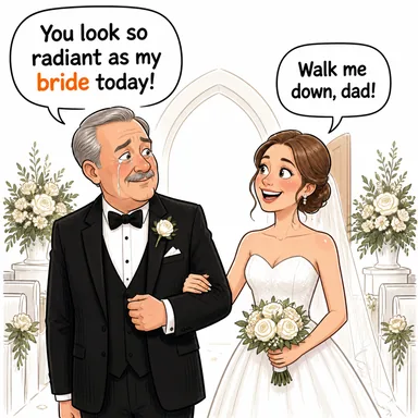 bride (gelin) karikatürü — diyalogla bağlam içinde öğren