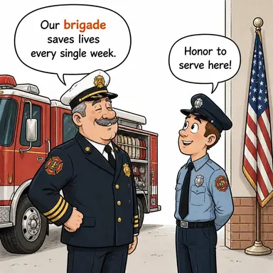 brigade (tugay, ekip) karikatürü — diyalogla bağlam içinde öğren