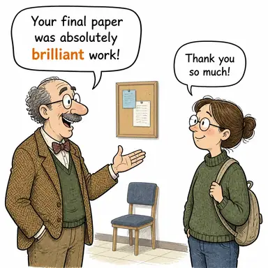 brilliant (parlak, zeki, muhteşem) karikatürü — diyalogla bağlam içinde öğren