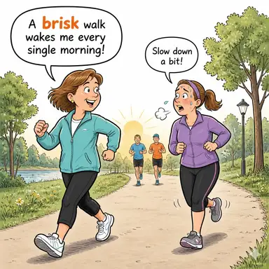 brisk (canlı, hareketli; sert (rüzgar); çabuk) karikatürü — diyalogla bağlam içinde öğren