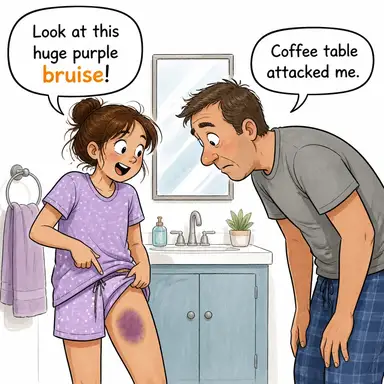 bruise (morluk, ezik, bere) karikatürü — diyalogla bağlam içinde öğren