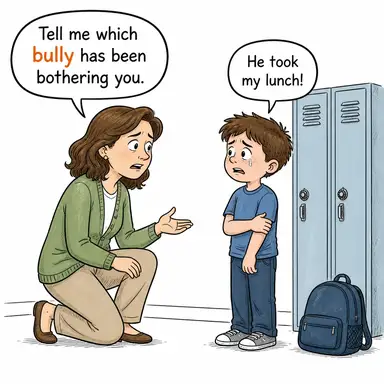 bully (zorba, kabadayı) karikatürü — diyalogla bağlam içinde öğren