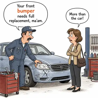 bumper (tampon (araç)) karikatürü — diyalogla bağlam içinde öğren