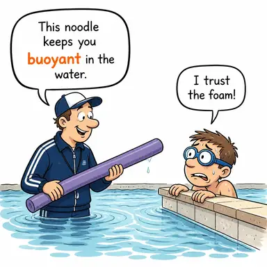 buoyant (yüzen, batmayan, neşeli, (piyasa) canlı) karikatürü — diyalogla bağlam içinde öğren