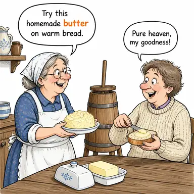 butter (tereyağı) karikatürü — diyalogla bağlam içinde öğren