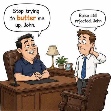 butter (yağlamak, (up ile) dalkavukluk yapmak) karikatürü — diyalogla bağlam içinde öğren