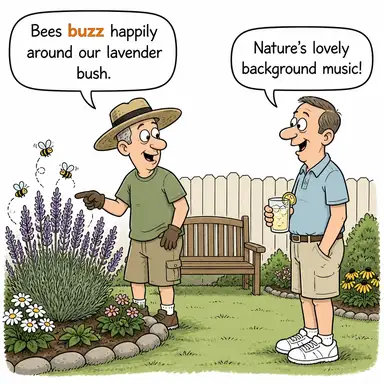 buzz (vızıldamak, (haber) yayılmak) karikatürü — diyalogla bağlam içinde öğren