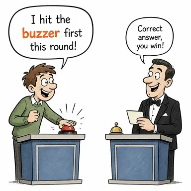 buzzer (zil, sesli uyarıcı) karikatürü — diyalogla bağlam içinde öğren