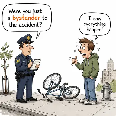 bystander (seyirci, olaya karışmadan izleyen) karikatürü — diyalogla bağlam içinde öğren