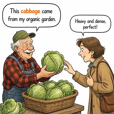 cabbage (lahana) karikatürü — diyalogla bağlam içinde öğren