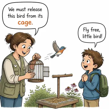cage (kafes) karikatürü — diyalogla bağlam içinde öğren