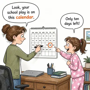 calendar (takvim) karikatürü — diyalogla bağlam içinde öğren