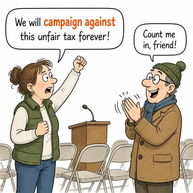 campaign against (...-e karşı kampanya yürütmek/mücadele etmek) karikatürü — diyalogla bağlam içinde öğren