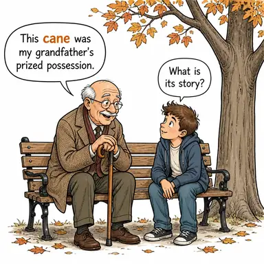 cane (baston, kamış) karikatürü — diyalogla bağlam içinde öğren