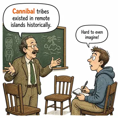 cannibal (yamyam) karikatürü — diyalogla bağlam içinde öğren