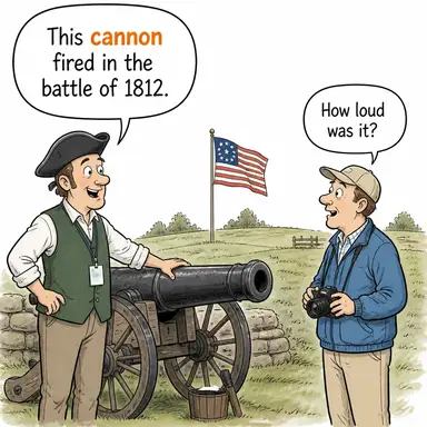 cannon (top (silah)) karikatürü — diyalogla bağlam içinde öğren