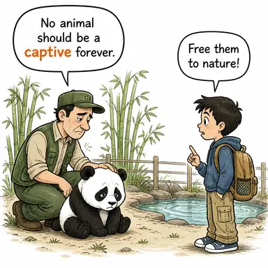 captive (tutsak, esir) karikatürü — diyalogla bağlam içinde öğren