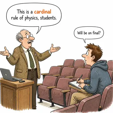 cardinal (asli, temel, başlıca) karikatürü — diyalogla bağlam içinde öğren