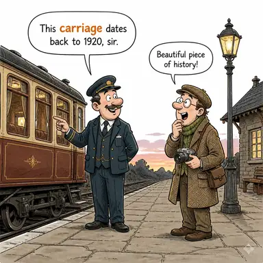 carriage (vagon, fayton, taşıma) karikatürü — diyalogla bağlam içinde öğren