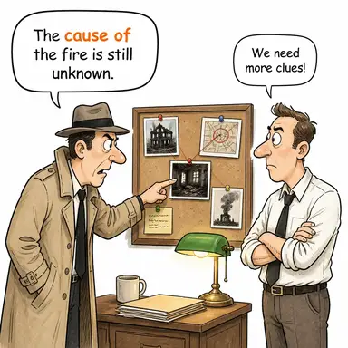 cause of (nedeni, sebebi) karikatürü — diyalogla bağlam içinde öğren
