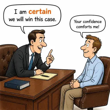 certain (emin, kesin, belirli) karikatürü — diyalogla bağlam içinde öğren