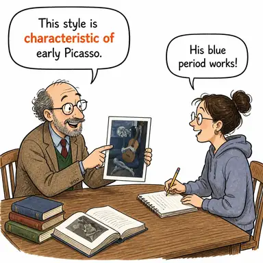 characteristic of (-e özgü, tipik, karakteristik) karikatürü — diyalogla bağlam içinde öğren