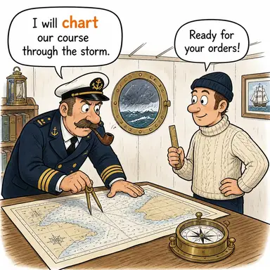 chart (haritasını çıkarmak, planlamak, kaydını tutmak) karikatürü — diyalogla bağlam içinde öğren