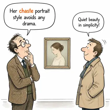 chaste (namuslu, iffetli, sade (üslup)) karikatürü — diyalogla bağlam içinde öğren