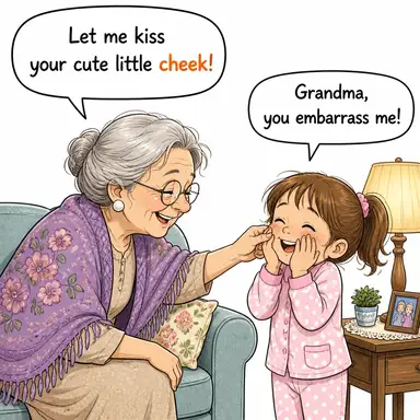 cheek (yanak; küstahlık/yüzsüzlük (argo)) karikatürü — diyalogla bağlam içinde öğren