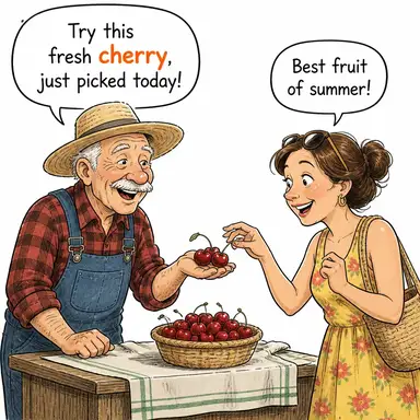 cherry (kiraz) karikatürü — diyalogla bağlam içinde öğren