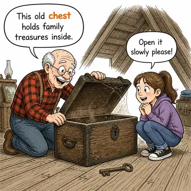 chest (göğüs; sandık) karikatürü — diyalogla bağlam içinde öğren